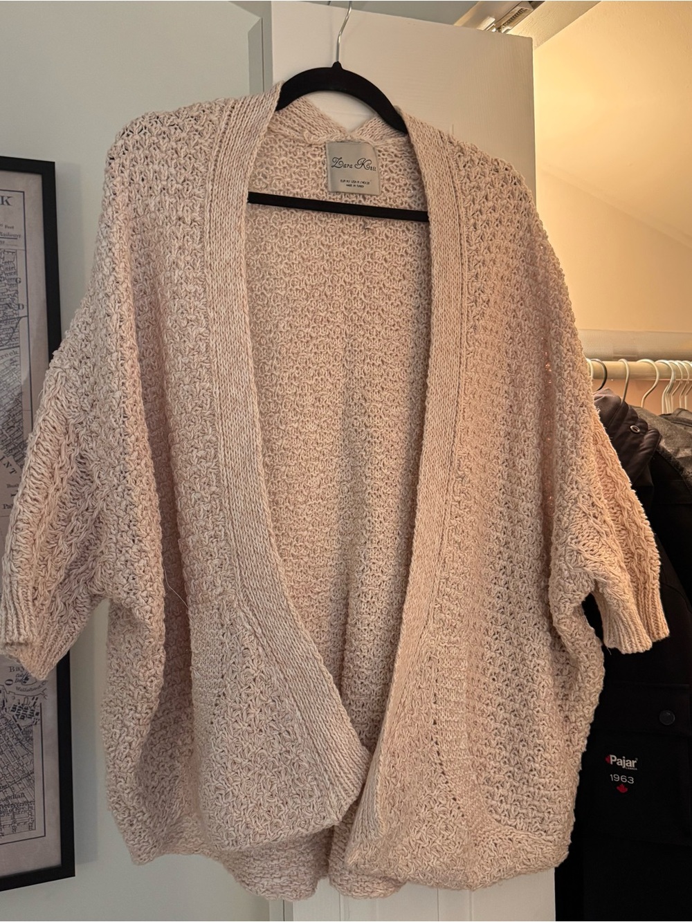 Zara knit Blush Cream Open-Knit heavy Cardigan